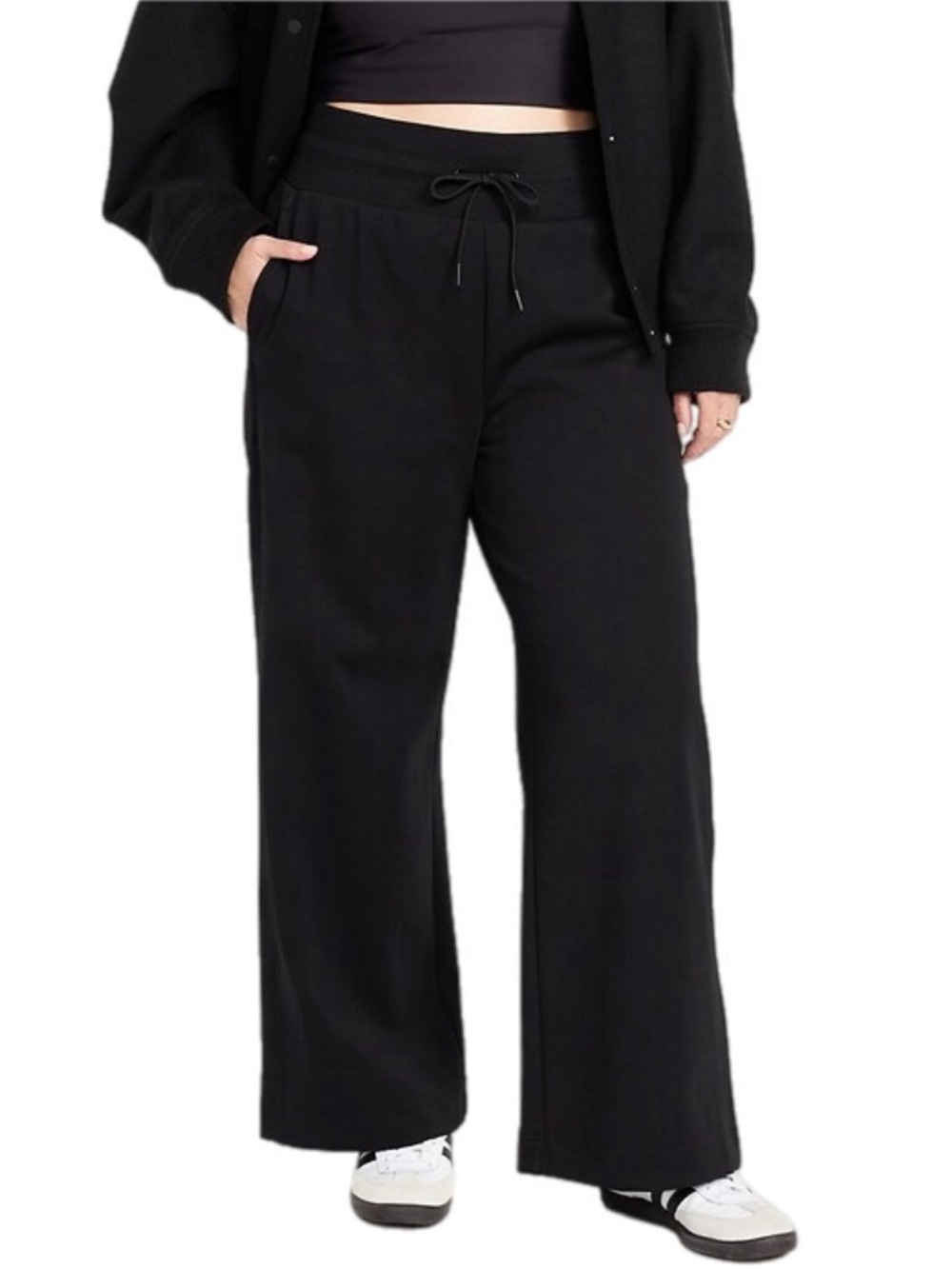 Old Navy Extra-High Waisted Dynamic Fleece Wide-Leg Sweatpants Black Jack 2X - Picture 1 of 8